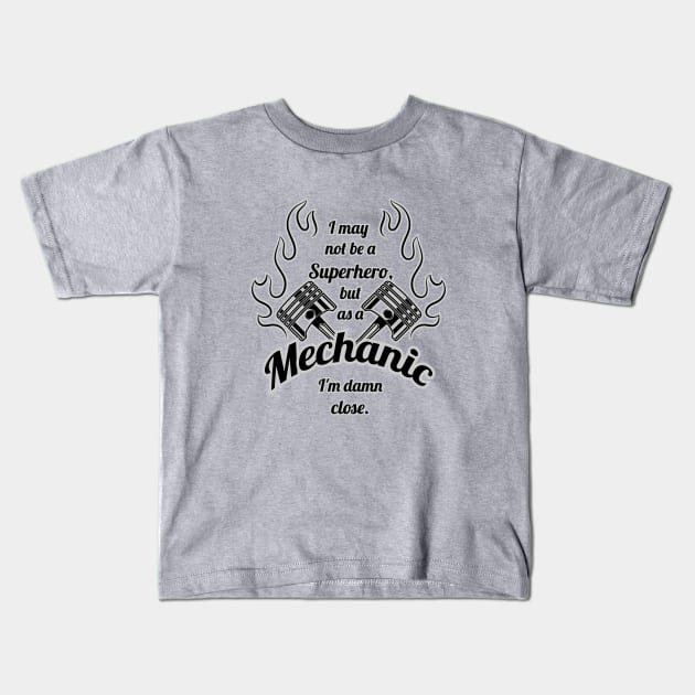Superhero Mechanic Kids T-Shirt by beangrphx